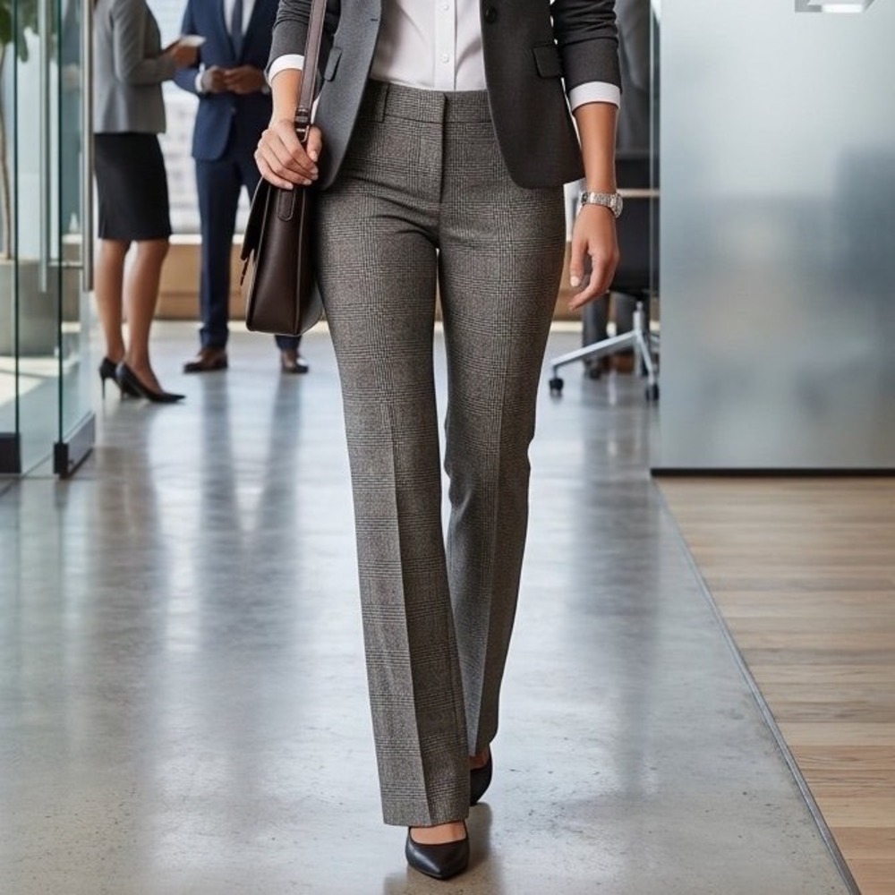 Express Women Glen Plaid Career Dress Pants Gray Size 10 NEW